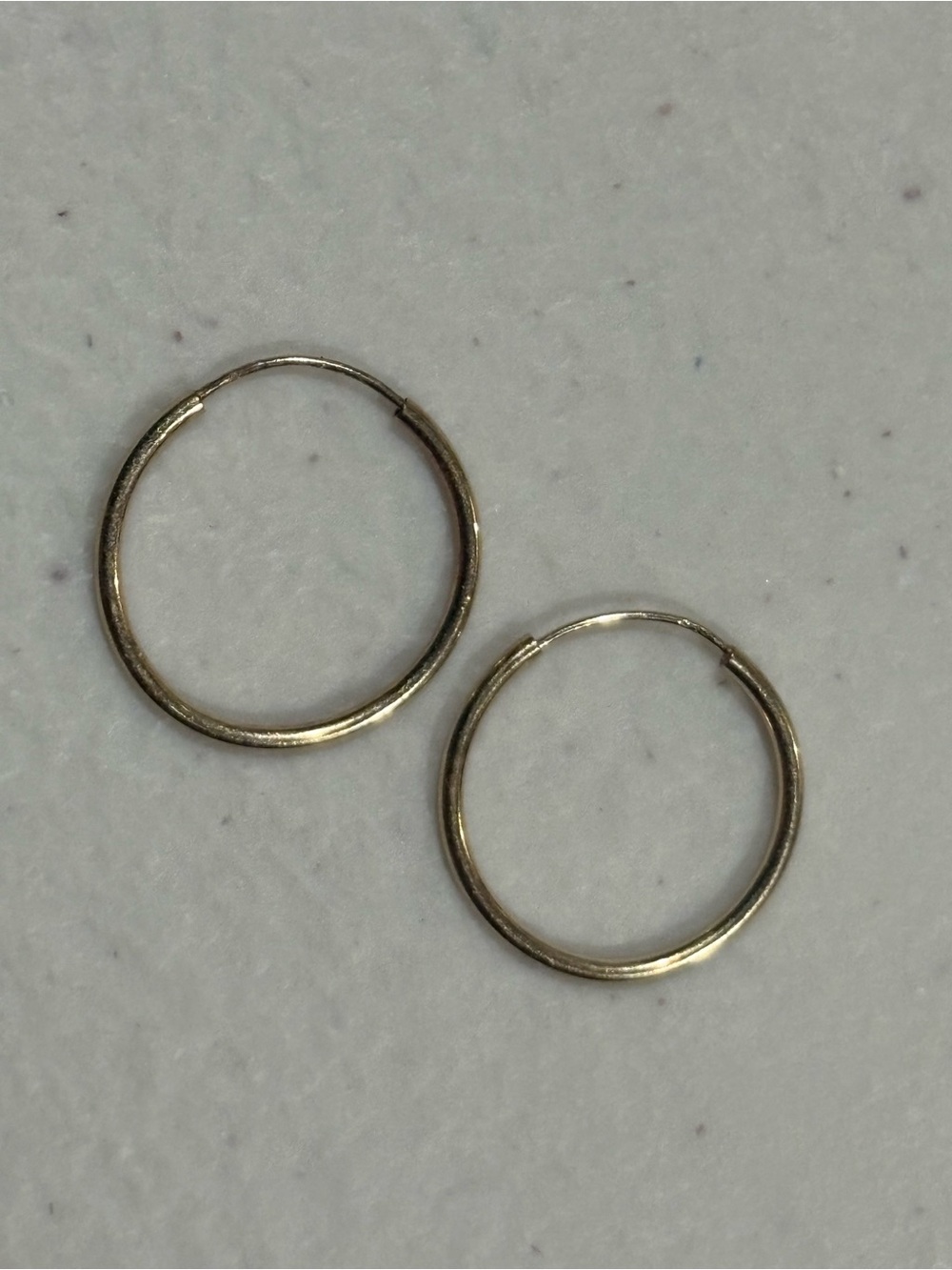 Signed 14K Yellow Gold Thin Classic Hoop Huggie Earrings Vintage Fine Jewelry